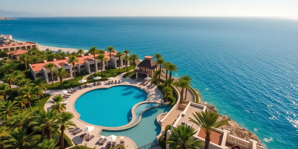 Luxury Viceroy Los Cabos resort with infinity pool and ocean.