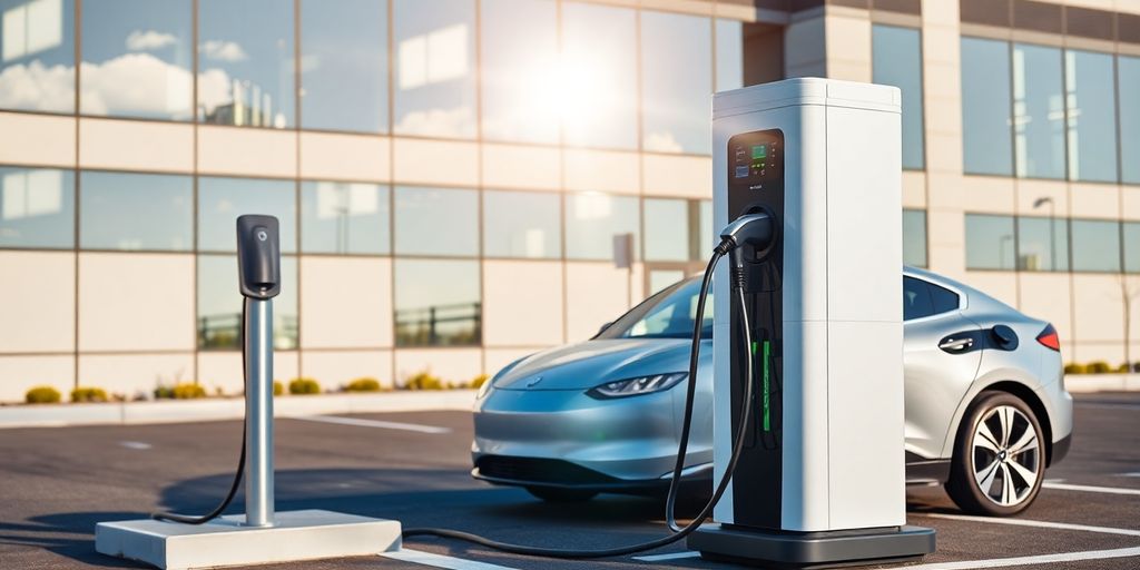 EV charging station at a business.