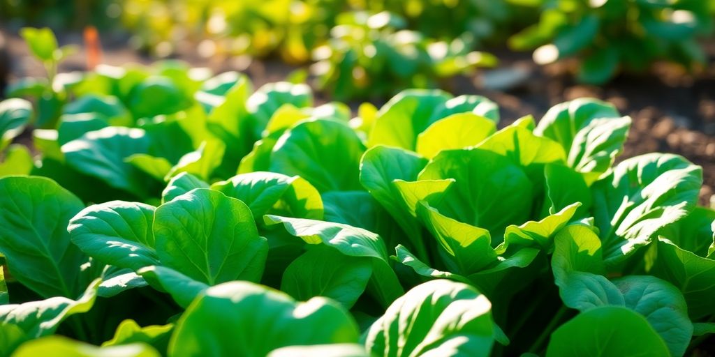Frischer Herbstsalat in einem Gartenbeet.