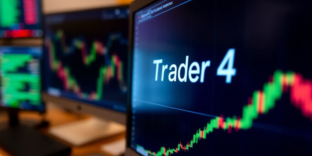 Computer screen showing MetaTrader 4 platform with blurred background.