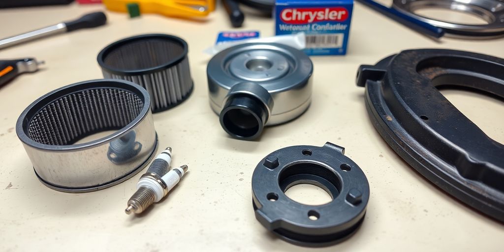 Chrysler parts on workbench