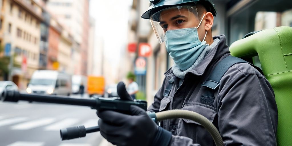 Tehnician profesionist deratizare in actiune.