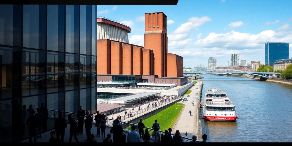 Tate Modern building with the Thames River in view.
