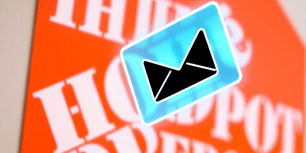 Home Depot logo and a digital envelope icon.