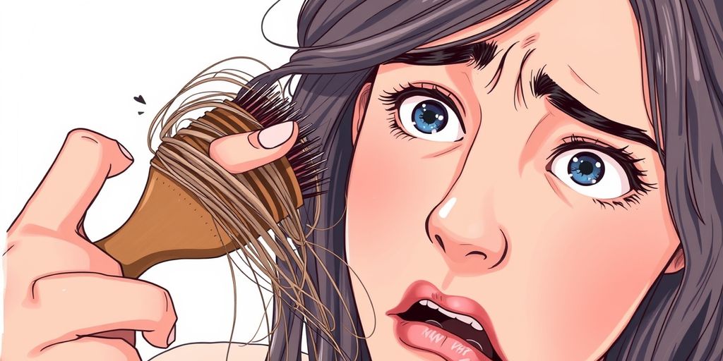 Person holding hairbrush with hair strands