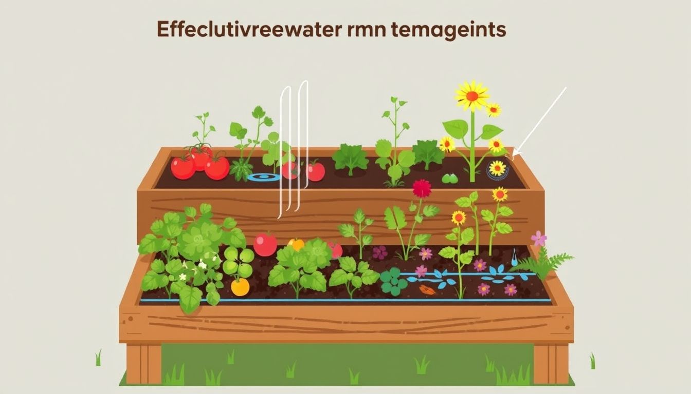 Elevated garden bed with vegetables and flowers