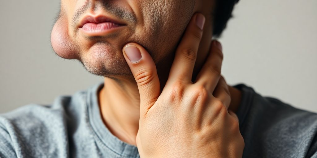 Person holding neck, expressing discomfort from anxiety.