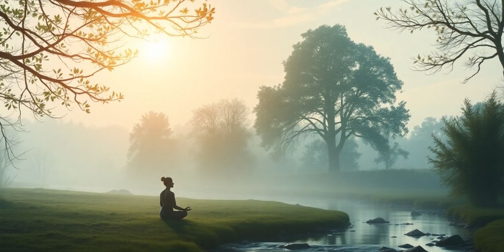 pessoa meditando na natureza