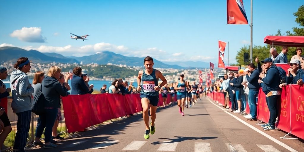 Marathon runner in full stride on race day.