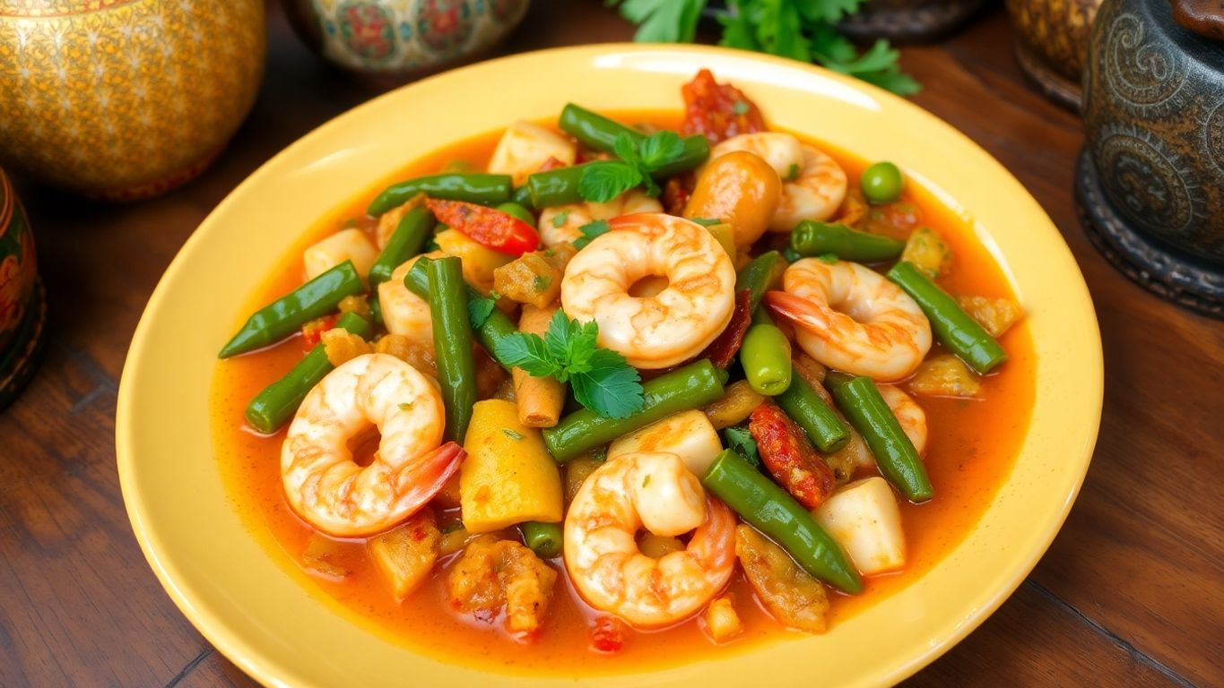 Prato de Caruru com camarões e quiabo