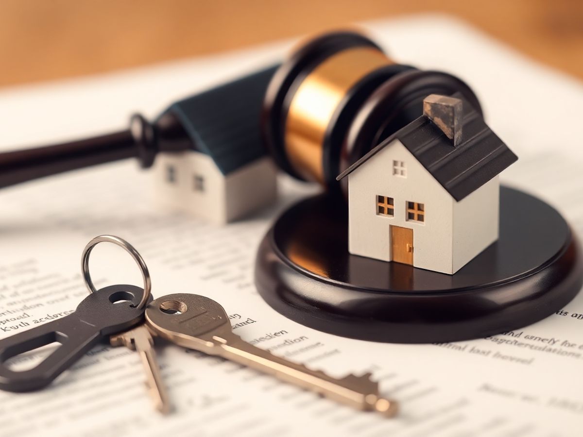 Ciocan de judecată și documente legale imobiliare.