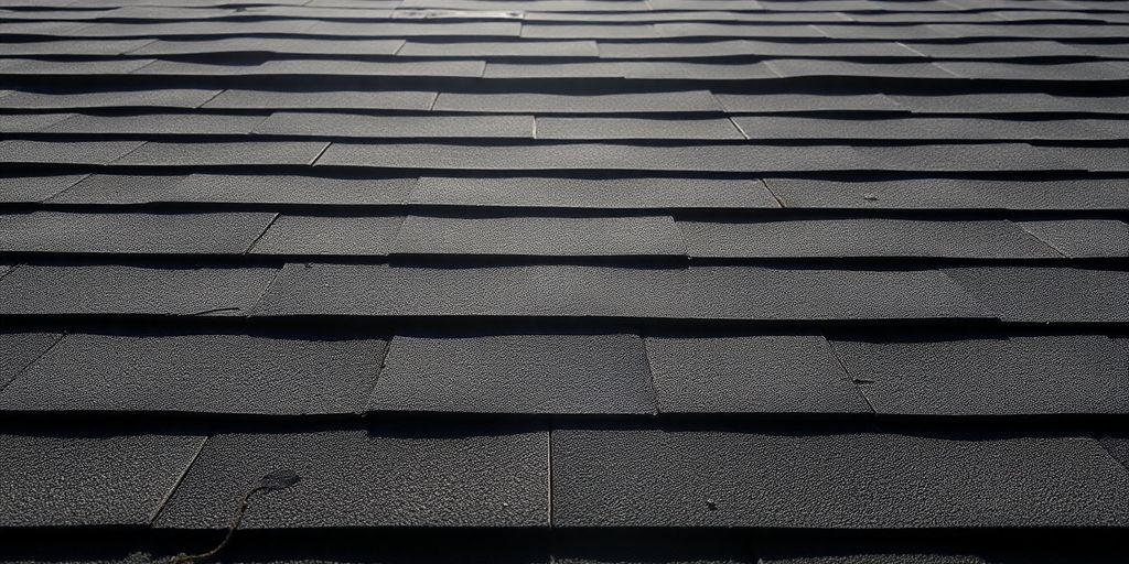 Sun beating down on a cracked, damaged roof.