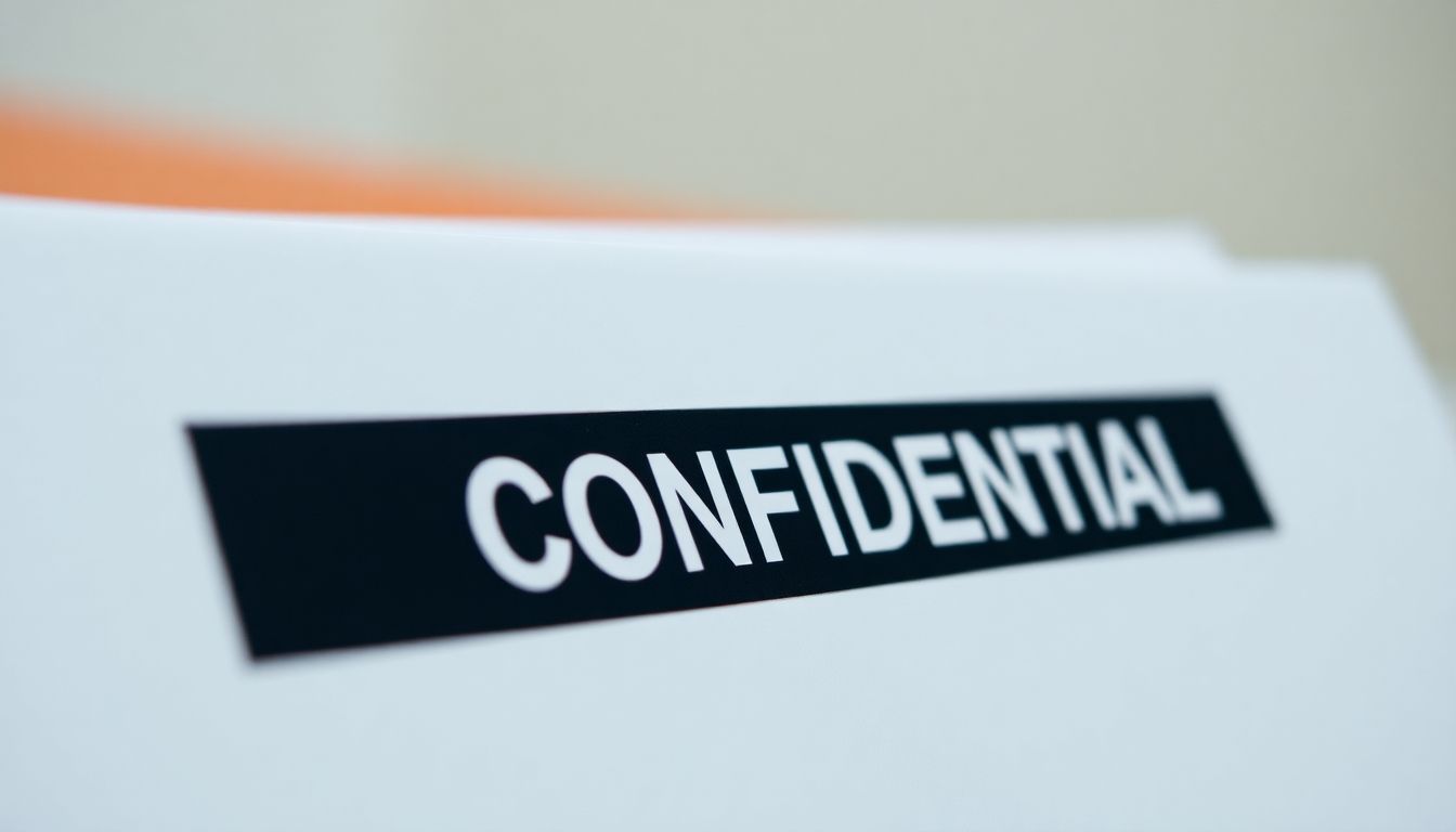Confidential employee folder labeled 'CONFIDENTIAL' on a desk.