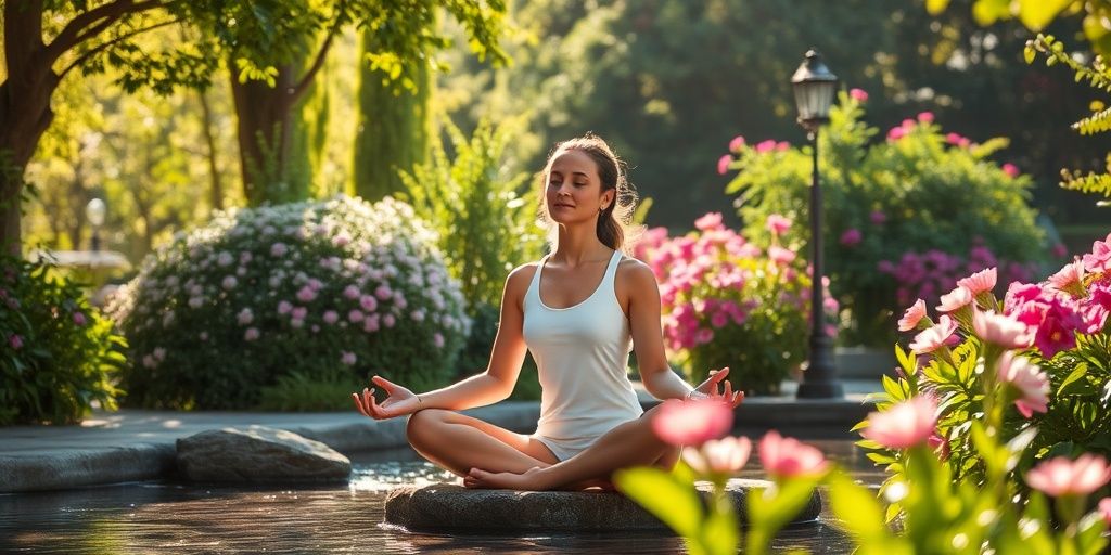Person relaxing in a serene natural setting.