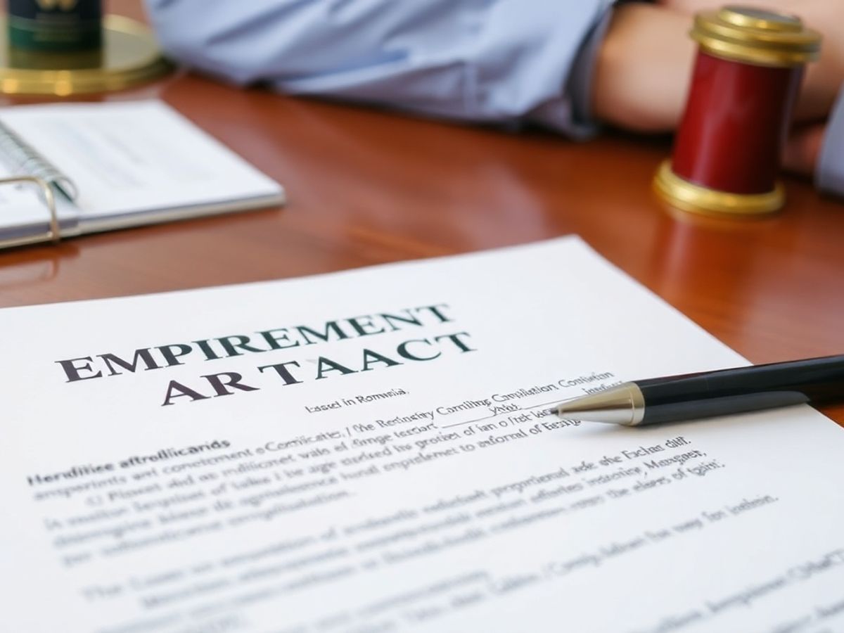 Contract de muncă semnat pe birou