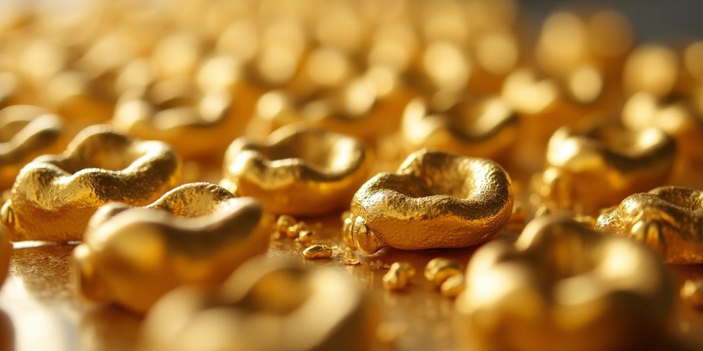 Pièces d'or dentaire brillantes et bien disposées.