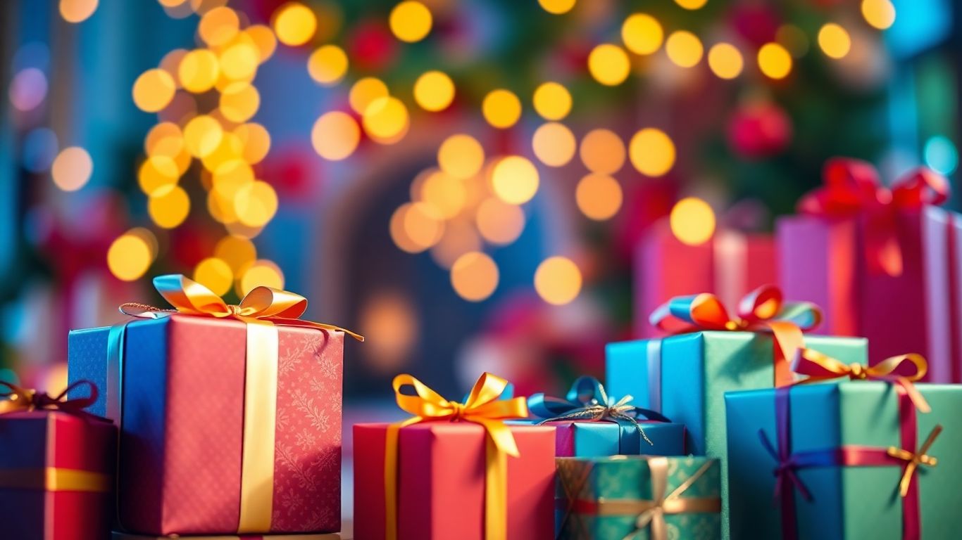 Festive holiday gifts and lights for marketing success.