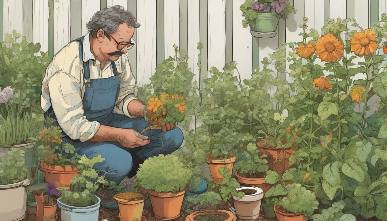 gardener feeding plants