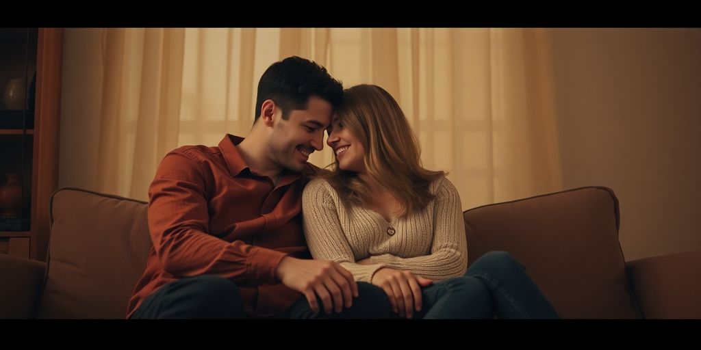 Couple enjoying a cozy moment of connection together.