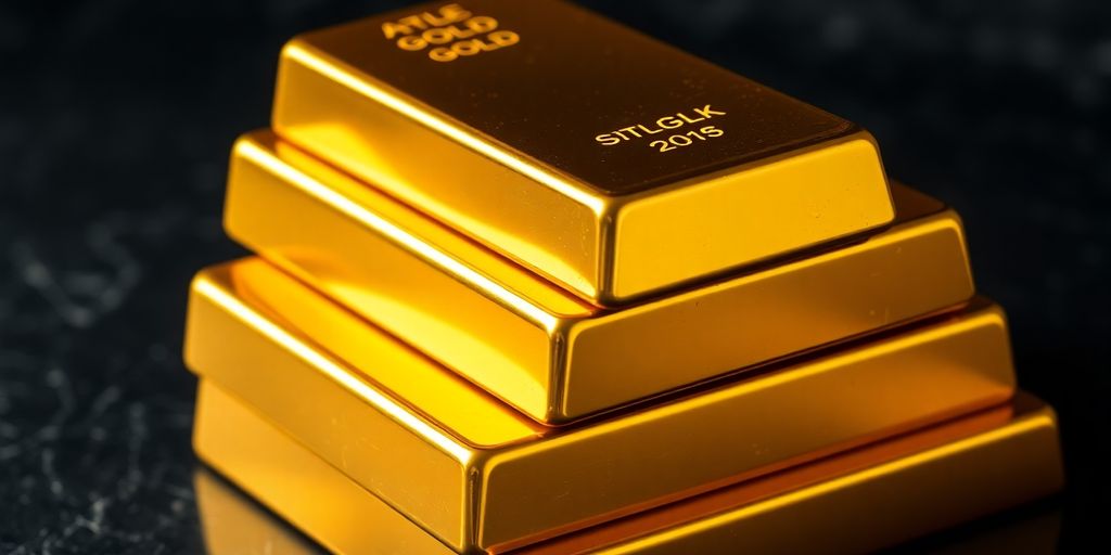 Lingots d'or brillant sur fond sombre