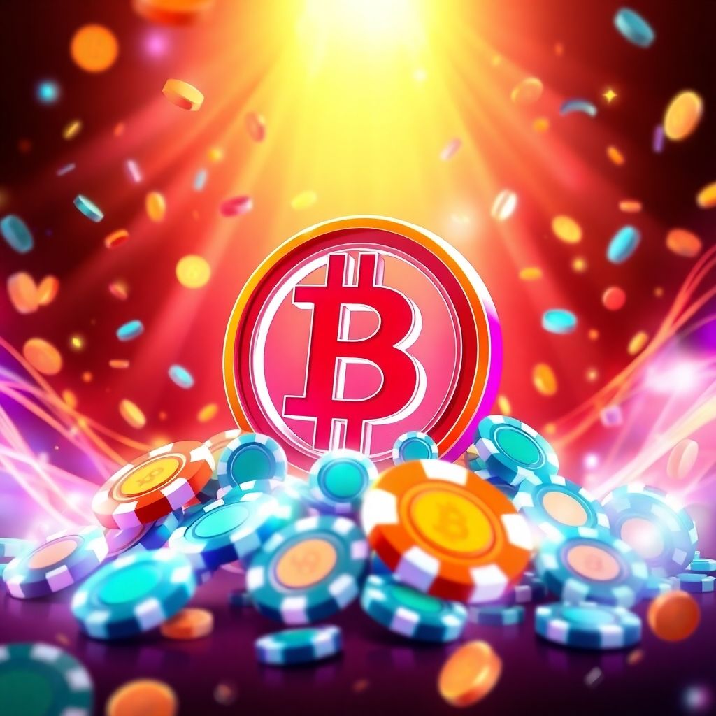 Bitcoin and casino chips illustration