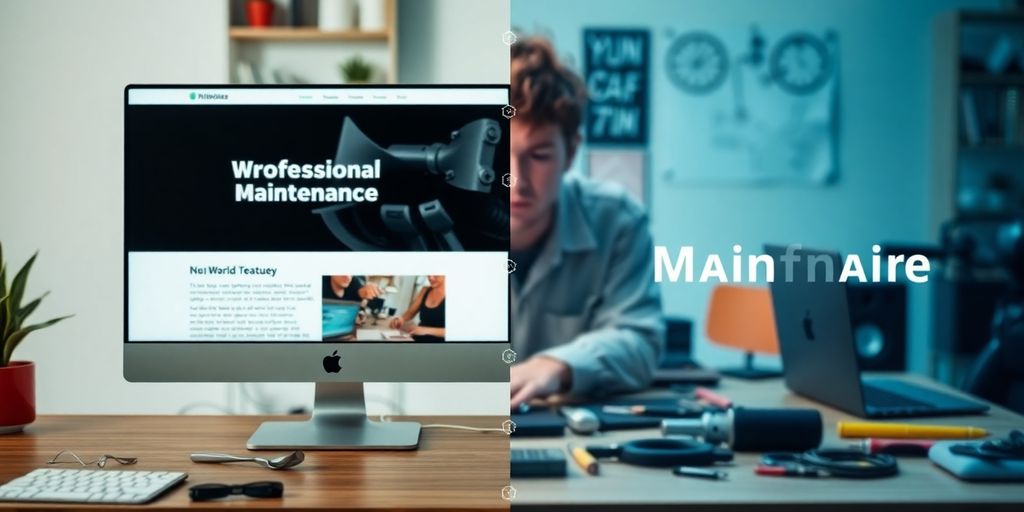 Professional polished website, DIY cluttered screen, maintenance cost comparison.