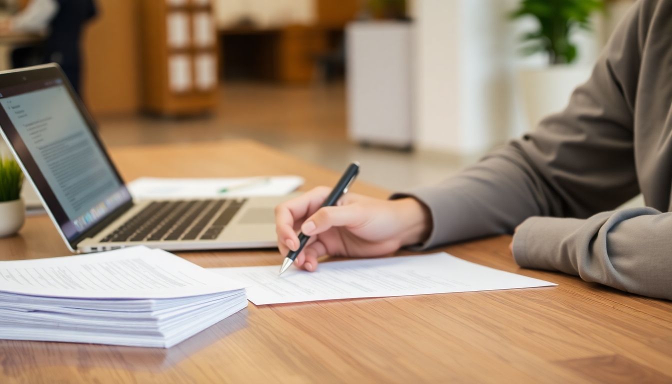 Person writing at a desk.