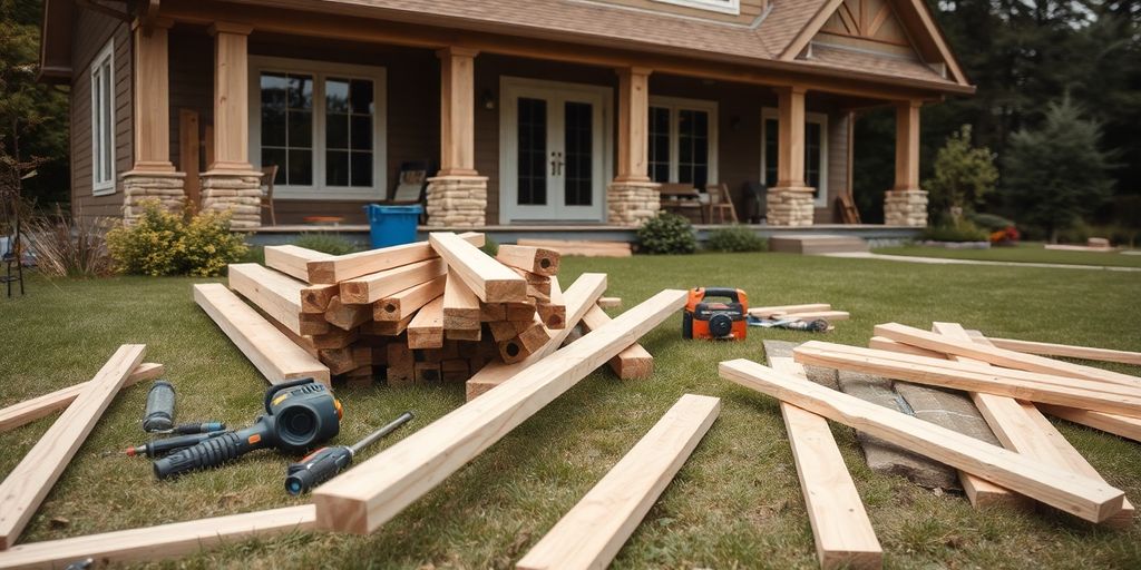 Exterior of a modern home with construction equipment.