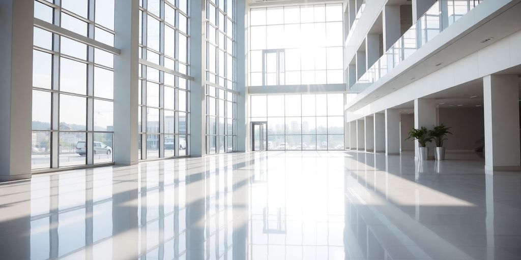 Clean building interior, bright and spacious.