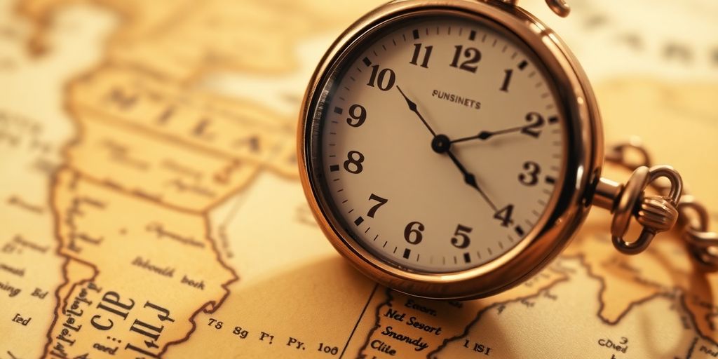 Clock hands spinning quickly over a world map.