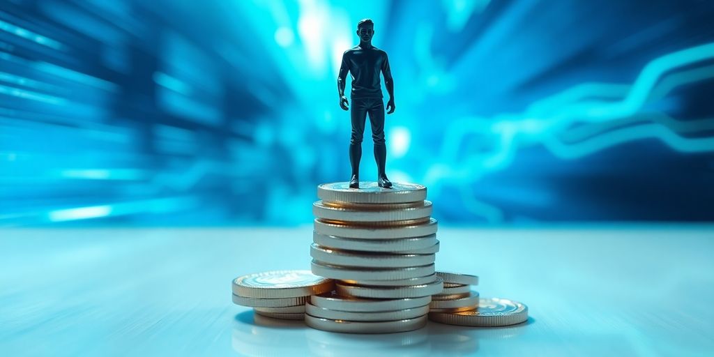 Person balancing on unstable crypto coins