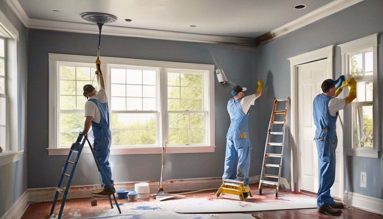 professional painters working on a house interior