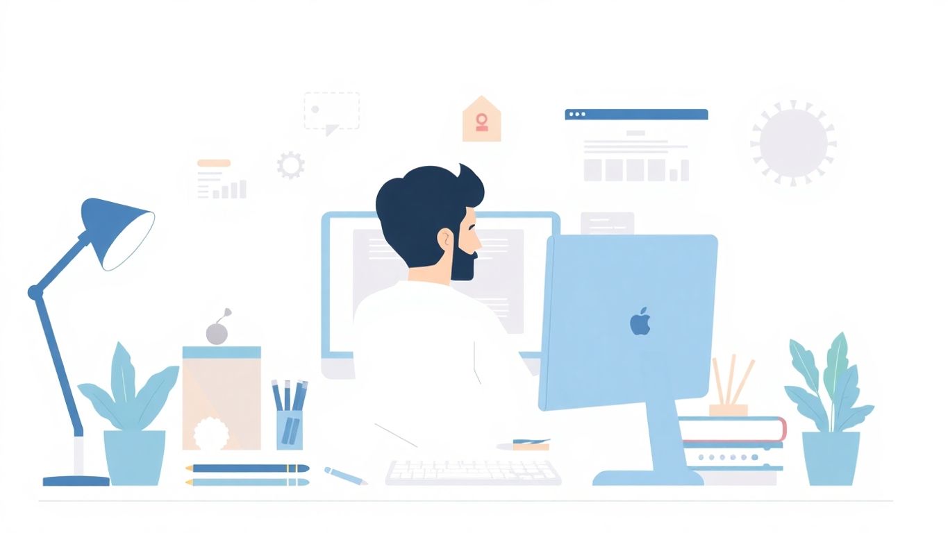 Webdesigner som jobber med datamaskin.