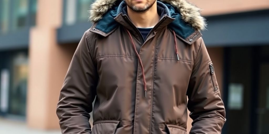 Man wearing a stylish parka jacket outdoors.