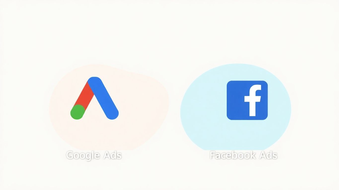 Illustrasjon av Google Ads og Facebook Ads
