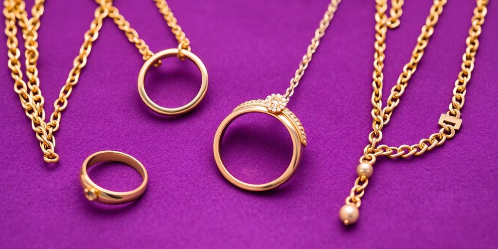 Bijoux en or élégants sur un fond en velours.