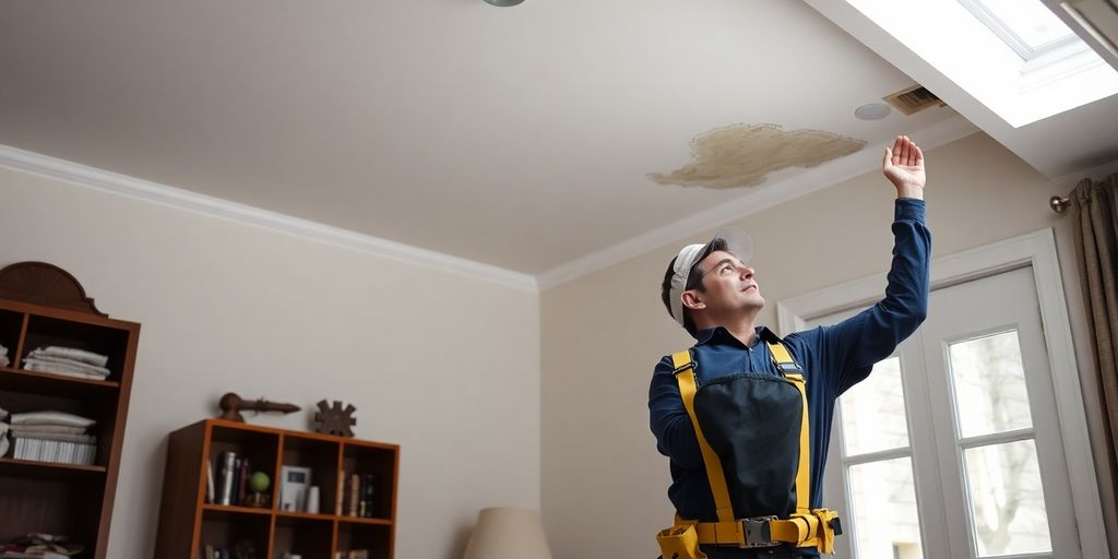 Mold removal expert inspecting home for mold.