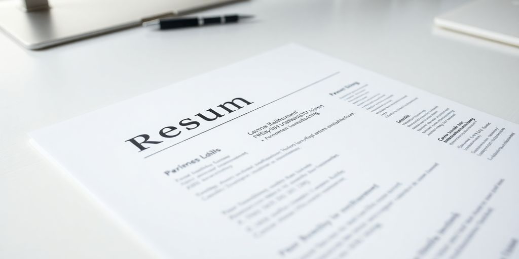 Well-spaced resume on a clean desk