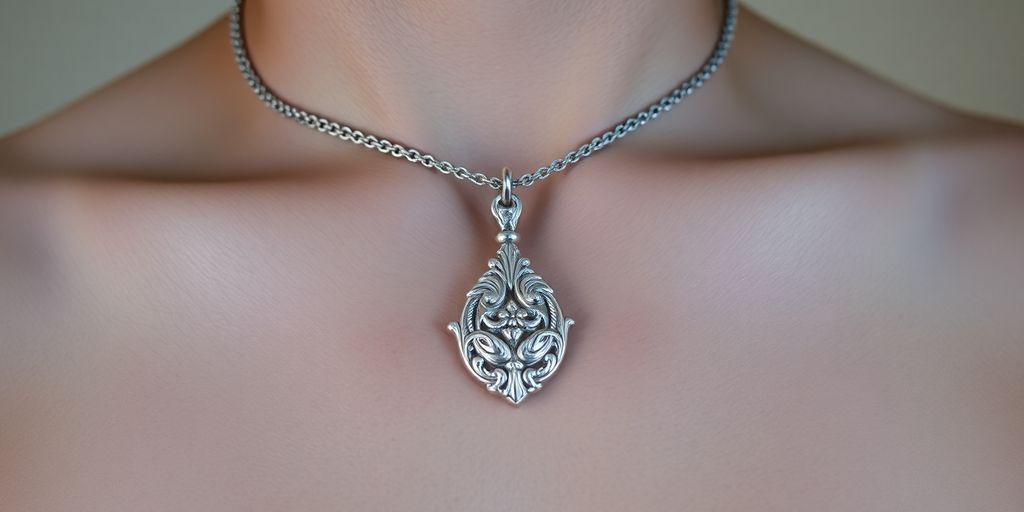Silver chain necklace with pendant