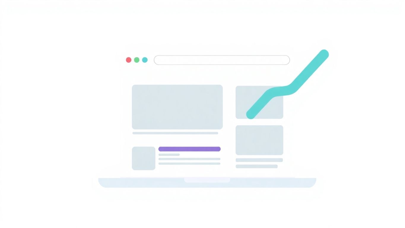 Illustrasjon av nettside med piler oppover