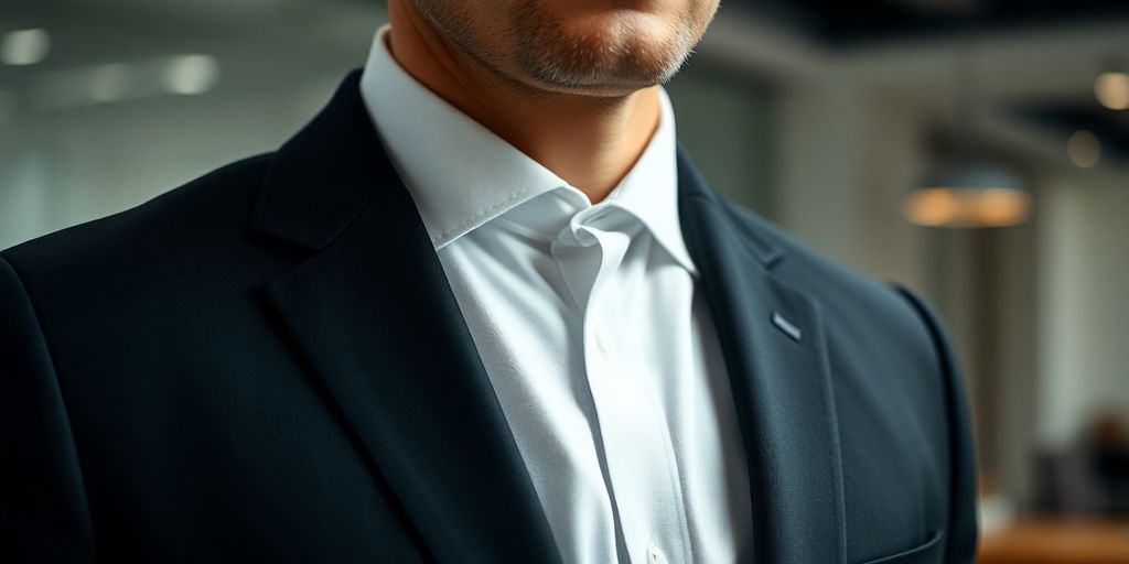 Well-dressed person, perfectly fitting tailored suit.