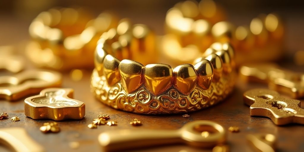 Or dentaire en vente, pièces précieuses et brillantes.