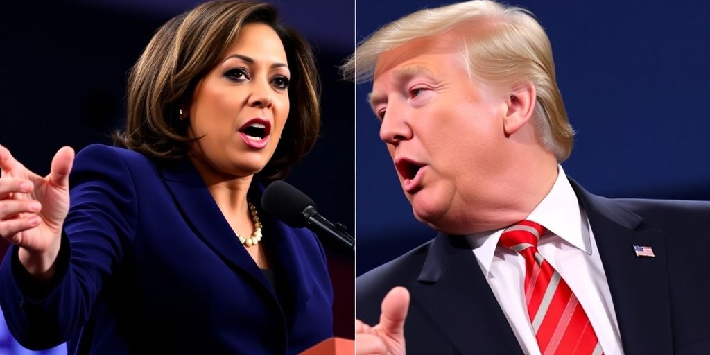 Kamala Harris et Donald Trump débattant lors de l'élection de 2024.