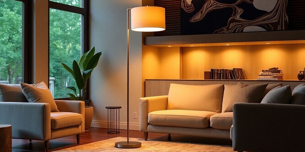 Montford floor lamp in a modern living room.