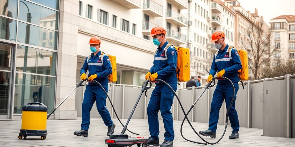 Équipe de nettoyage technique intervenant rapidement à Marseille.