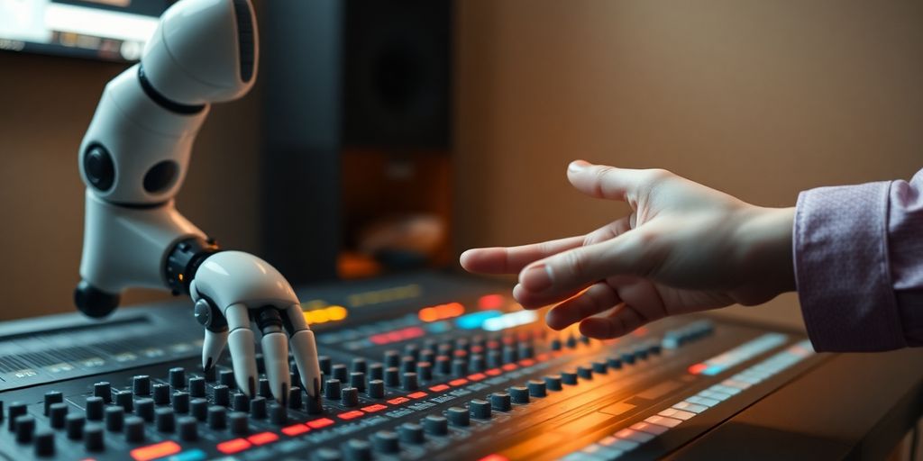AI DJ mixing music with a human.