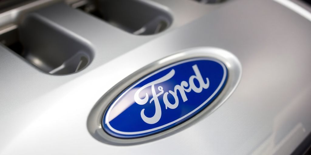 Ford logo on a car engine part.