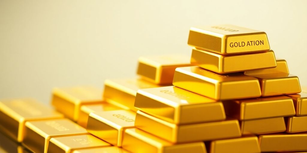 Lingots d'or brillants et empilés.