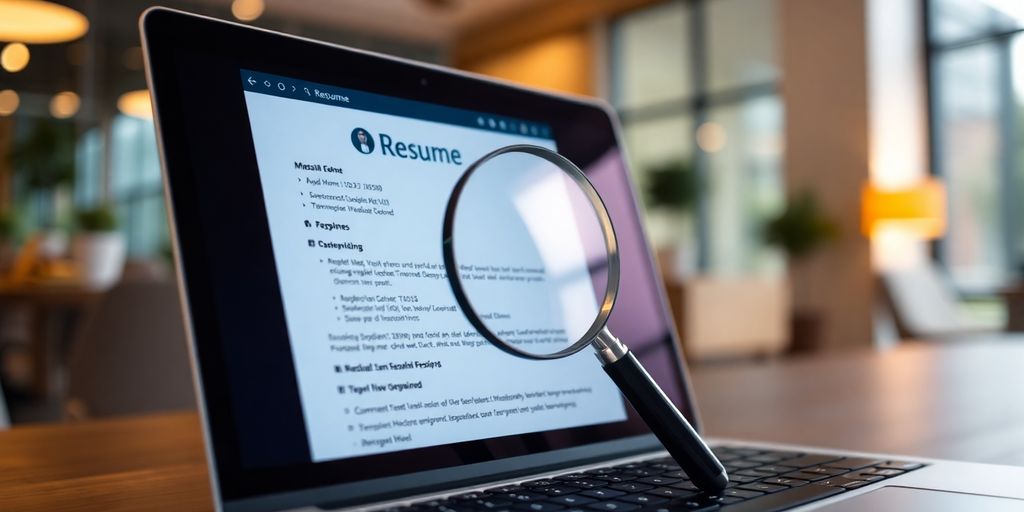 Laptop screen with open resume file.
