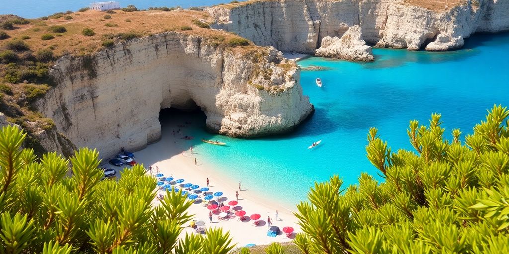 Abenteuerliche Aktivitäten am Strand von Apulien.